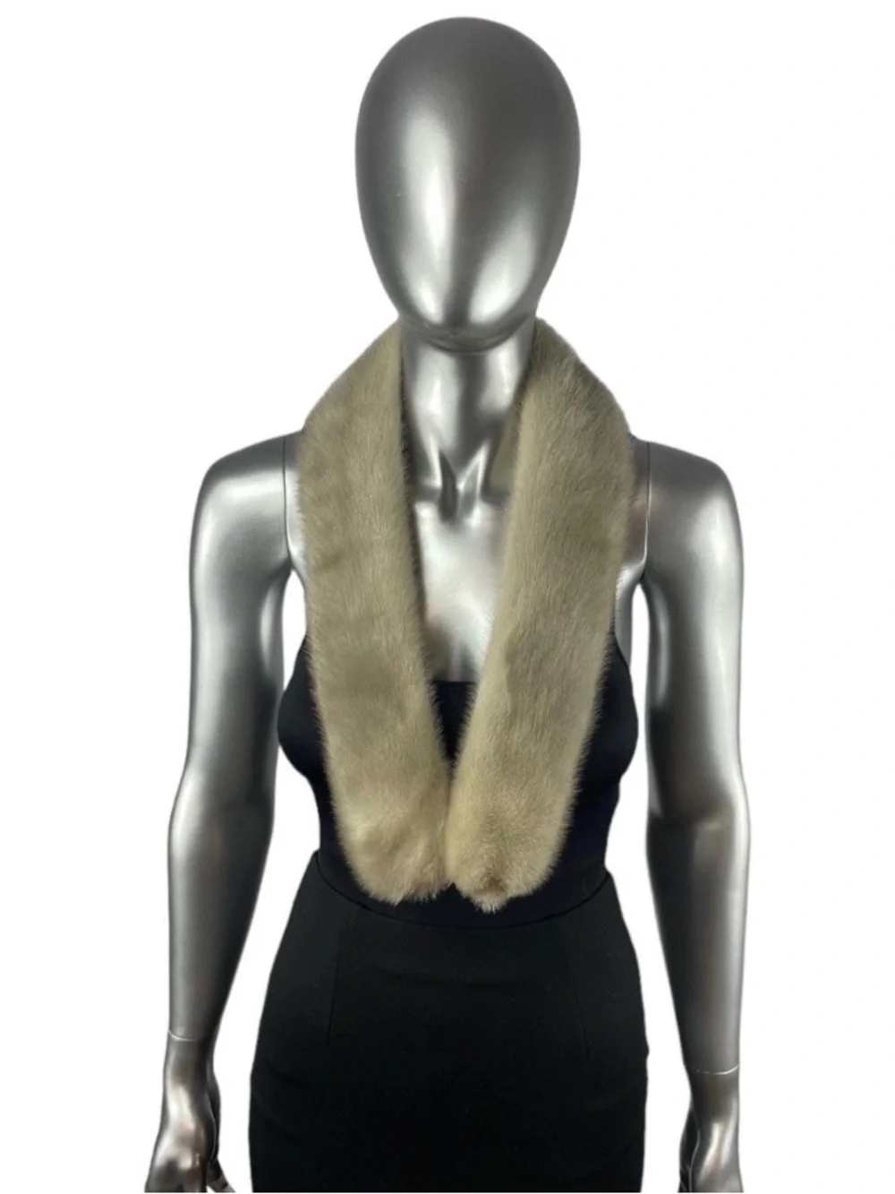 SILVER-GRAY Cerrulean Mink Scarf, 38” L, Certified Vintage Fur